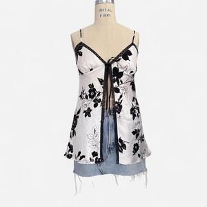 Victoria’s Secret Floral Flyaway Cami Top Fairy Lace Trim Coquette Boho